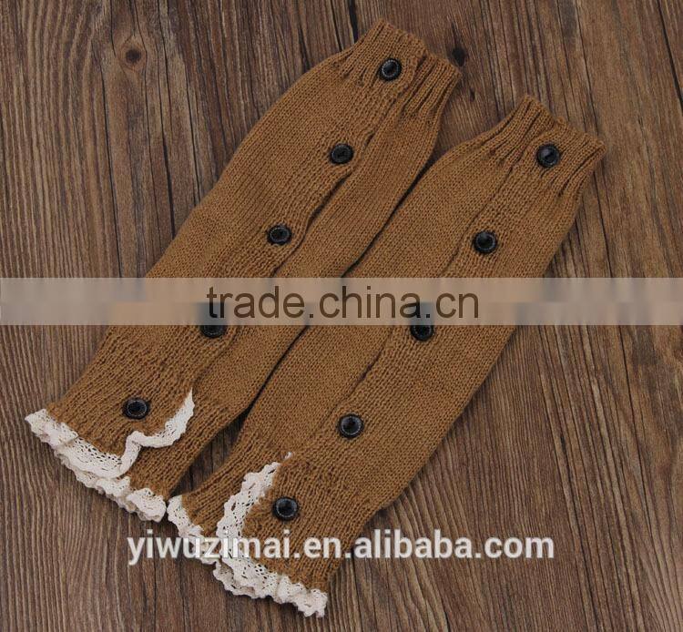 Beautiful Children Solid Color Knit Leg Warmers Infant Toddler Winter Lace Buttons Leg Warmer