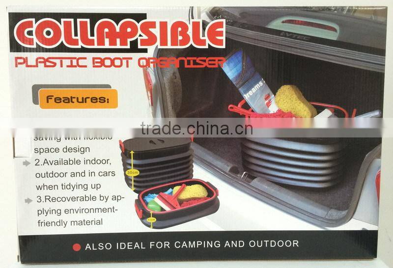 37L Collapsible Plastic Boot Organiser Car Back Seat Organiser/ Portable Organizer with Lid