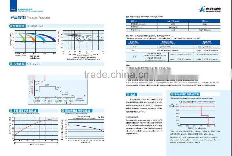 high qulity electric vehicle recharge battery 6EVF(J)135AH