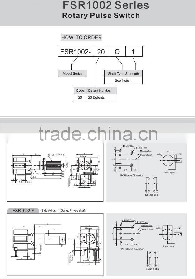 FSR1002 rotary switch Long life cycle pulse rotary switch with steady output