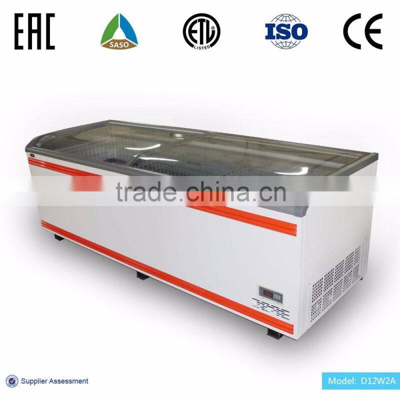 Supermarket freezer gelato fridge freezer refrigerator chilled commercial refrigerator curved freezer island freezer