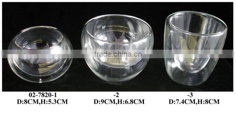 (02-7819)80ml 100ml double glass tea pot and cup
