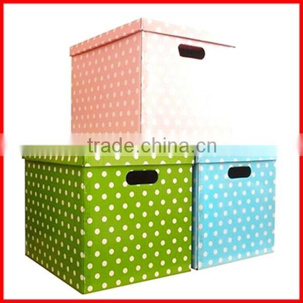Various Color Cheap Custom Paper White Dot Clothes Storage Box , Shoe Box Wholesale