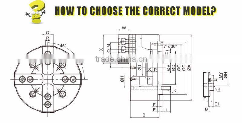 4 jaw through-hole hydraulic automatic lathe chucks for compact automatic cnc lathe