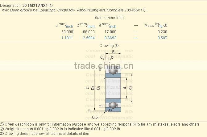 30TM31ANX 30x66x17 Deep groove ball bearing 30TM31
