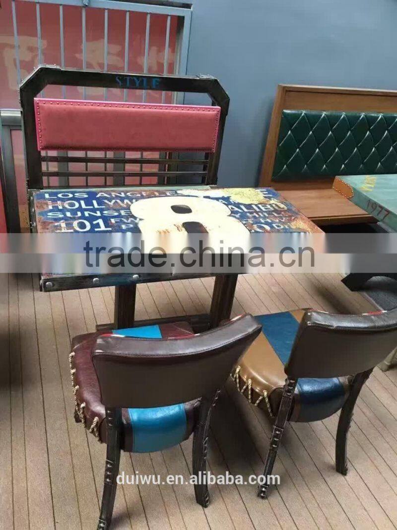 Hot sale chinese modern fast food restaurant Iron dining tables and chairs