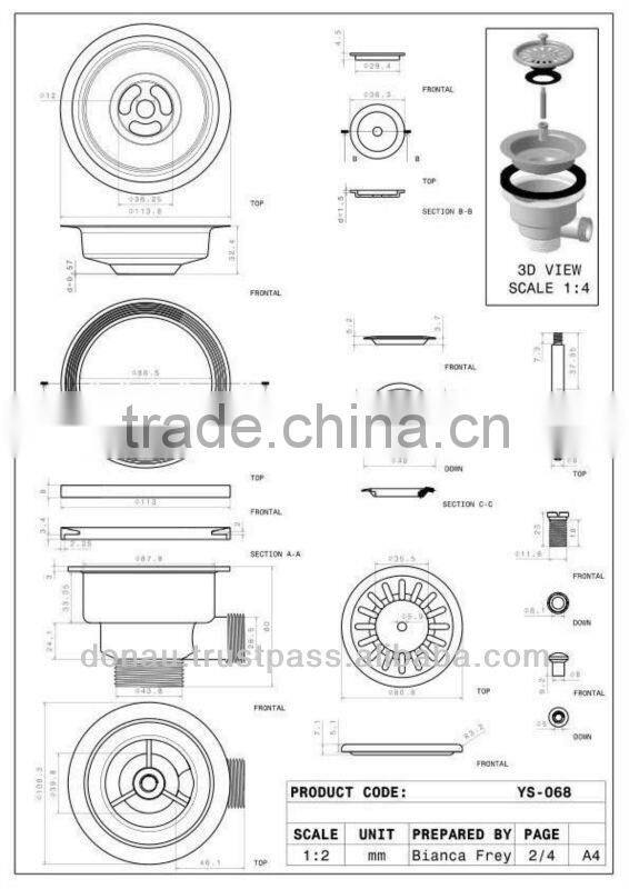 Big Head Sink Trap with Overflow Flexible Body 40-50mm (YP068)