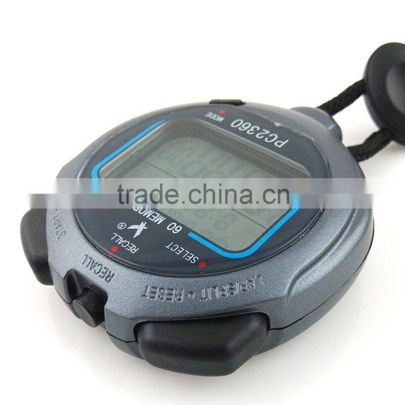Waterproof Large Screen 60 split recallable Sport Swimming stopwatch Timer PC2360