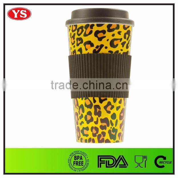 Bpa free 450 ml /350 ml Plastic material double wall take away coffee cups with screw lid