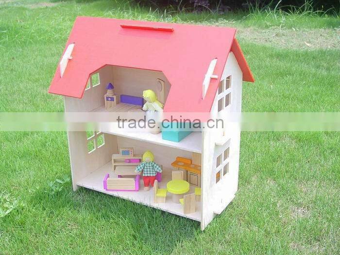 EN71 Wooden Doll House with Furnitures