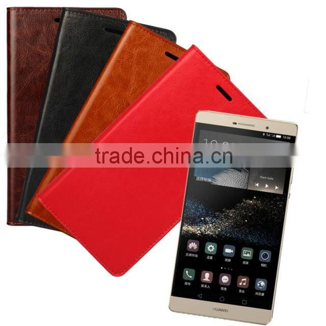 Fashionable Popular Magnetic flip leather wallet case with card slots luxury leather case for Huawei P8 Max fast delivery