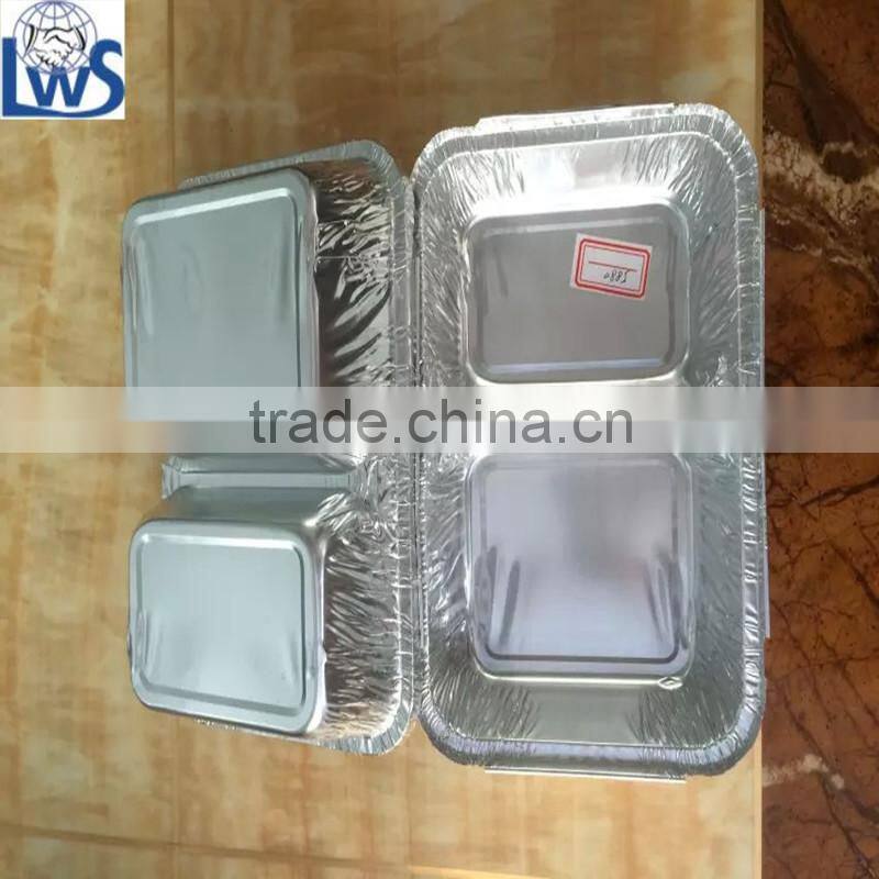 Easily use Take-out Foil Pan-Oblong ,2-compartment tray,Aluminum Foil Tray 2 compartment with lid