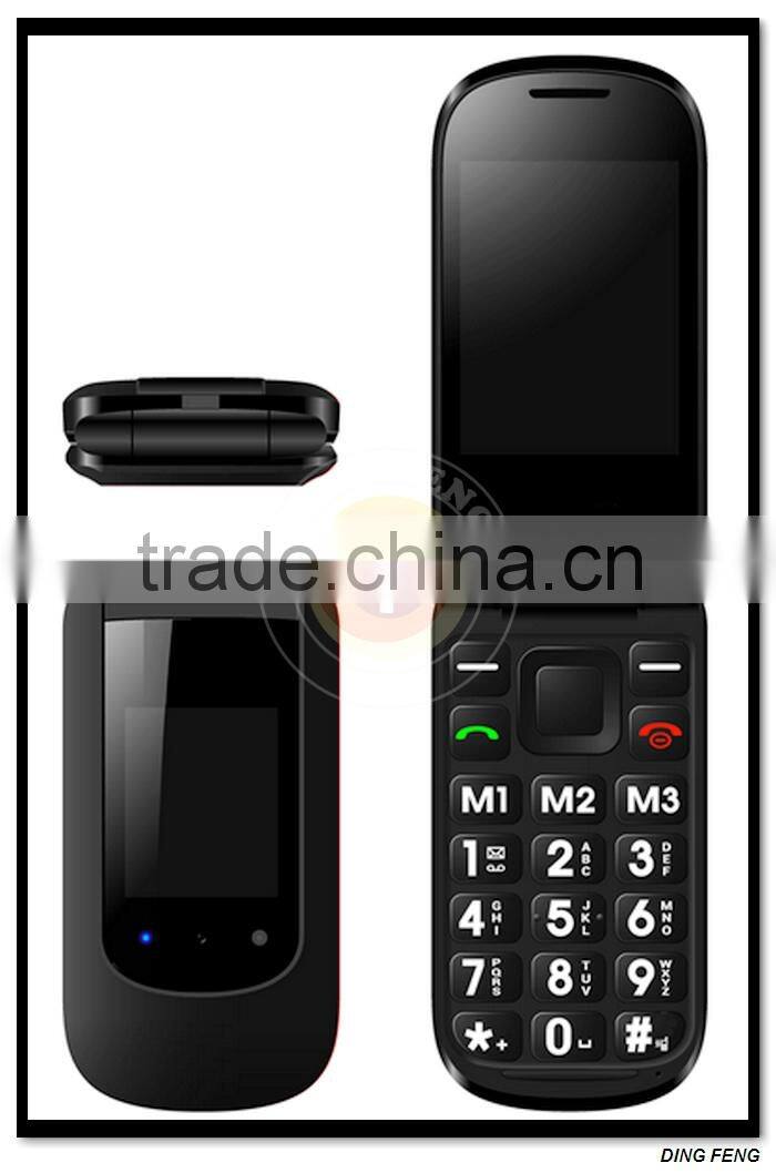 2.4INCH QVGA High Volume MTK6260 Big Font SOS GSM GPRS Dual SIM Flip Mobiles Phone T09