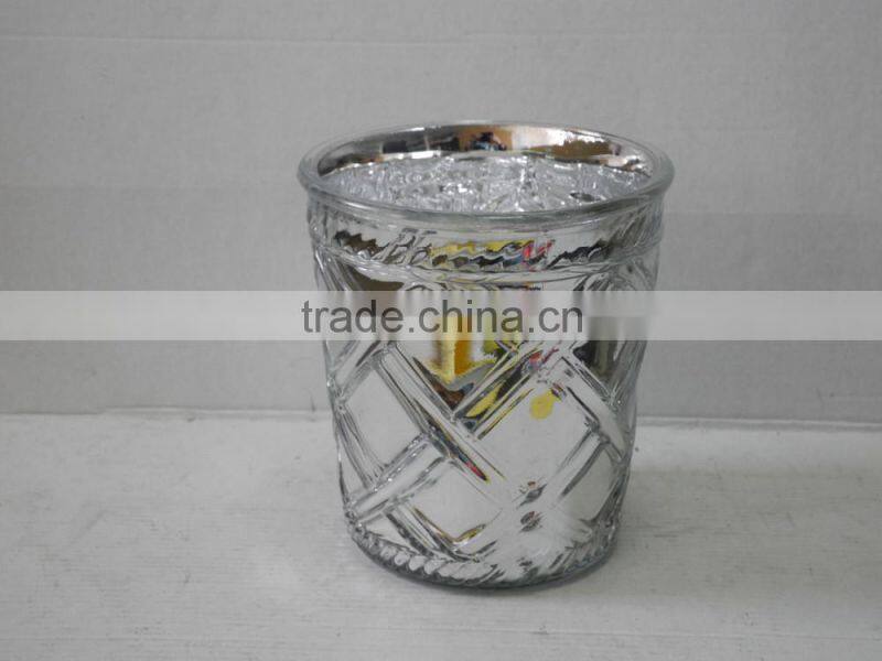 mini wide mouth glass diamond eletroplating silver vase with more style