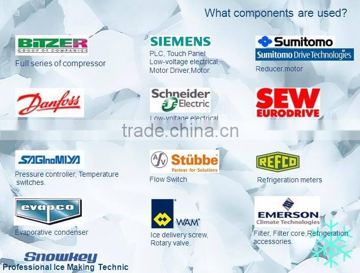 Newest design fresh water on land type 4000 kgs per day flake ice machine with air cooling condenser