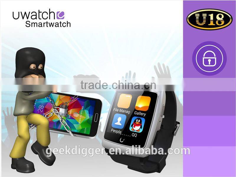 Newest Uwatch U18 Android 4.4 Dual core MTK6571 Smart Watches Bluetooth WIFI GPS Pedometer Sleep Monitoring Compass watch