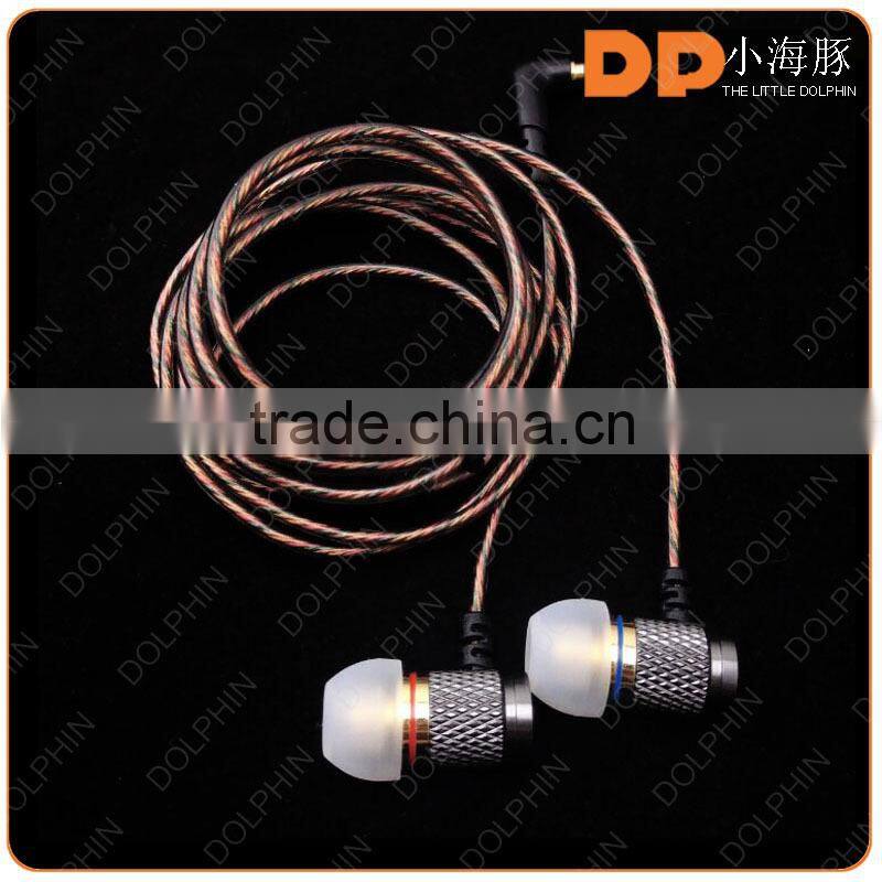 China supplier noise cancelling spring extension cable metal earbuds in ear earphone