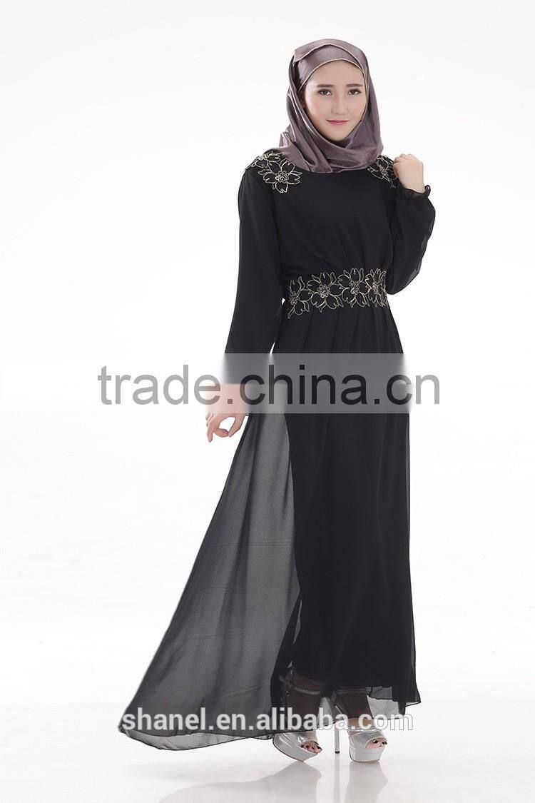 high quality chiffon muslim abaya dress appliqued islamic women clothing