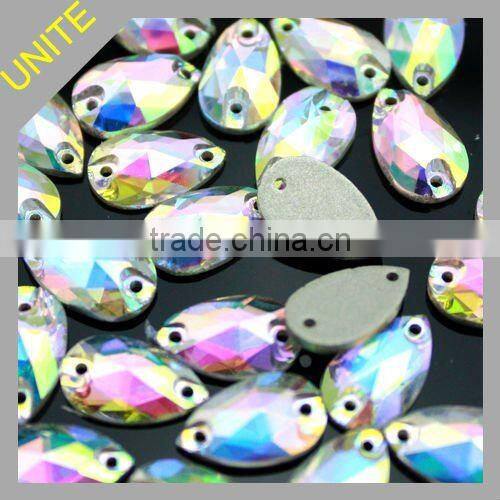 UNITE Clear Teardrop Sew-On Glass Stone Beads Rhinestones