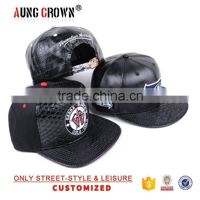 custom cap leather cap/flat brim leather cap/leather cap for unisex