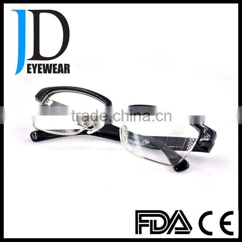 Fashion and latest design eyewear metal optical frames wholesale and promotion eyeglasses with wide temple
