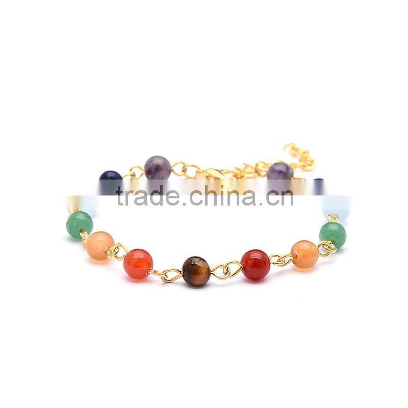 Healing Jewelry Stainless Steel Women Gemstone Nature Chakra Jewelry Bracelet
