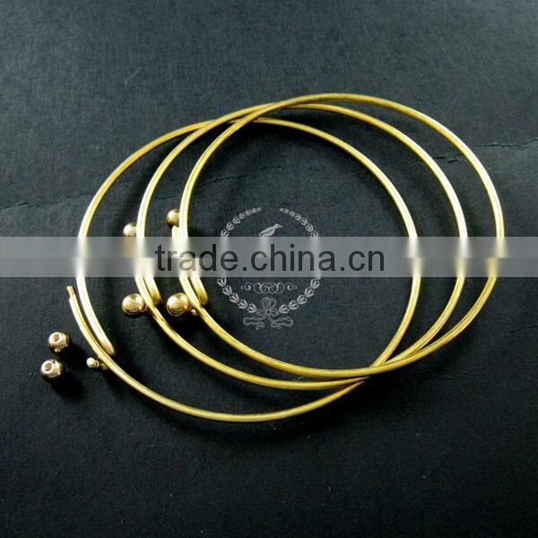 65mm diameter raw brass double beads screw top adjustable DIY wiring bracelet bangle supplies 1900092
