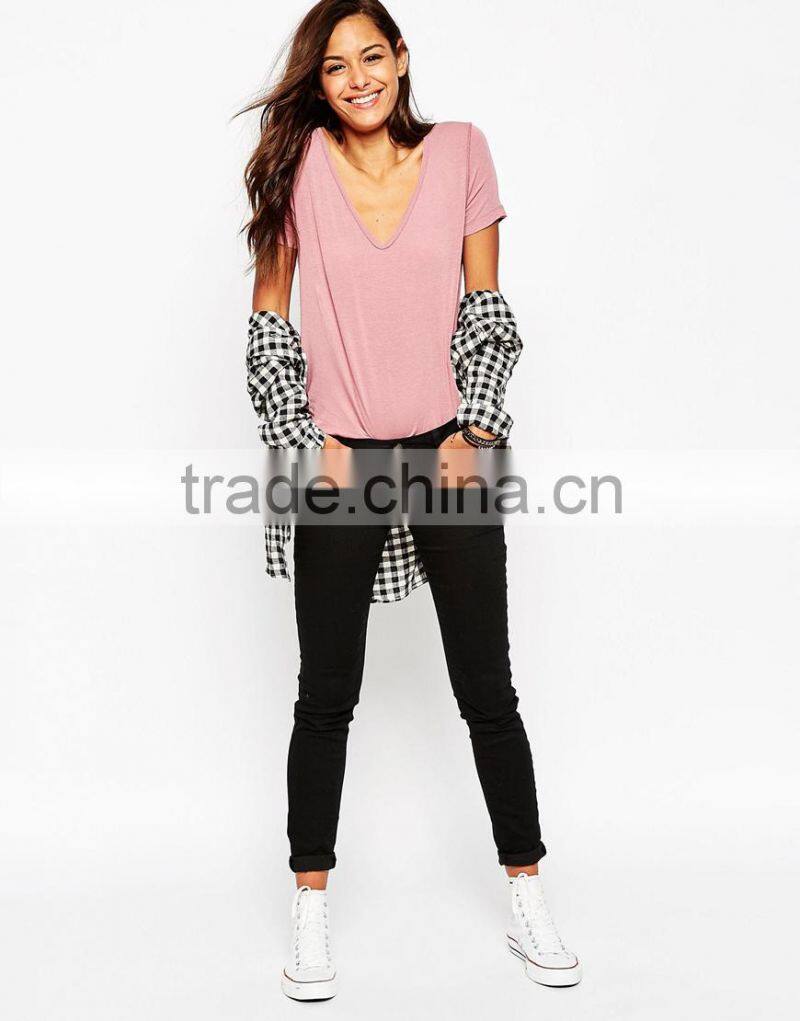 girls new fashion design t shirt top fashion plain t shirt