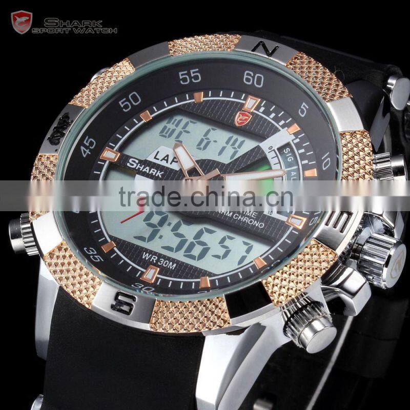 Mens LCD Day Date Quatrz Digital Military Outdoors Shark Sport Watch