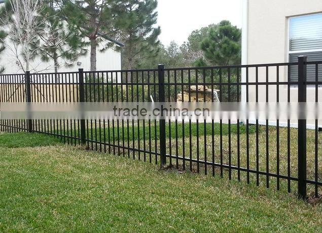 black galvanized steel fence