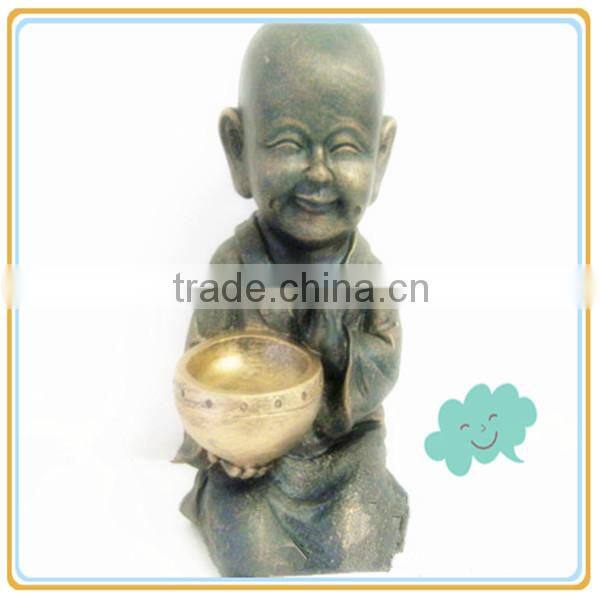Resin Little Sitting Monk with Hands Covering Mouth Craft for Home Decoration
