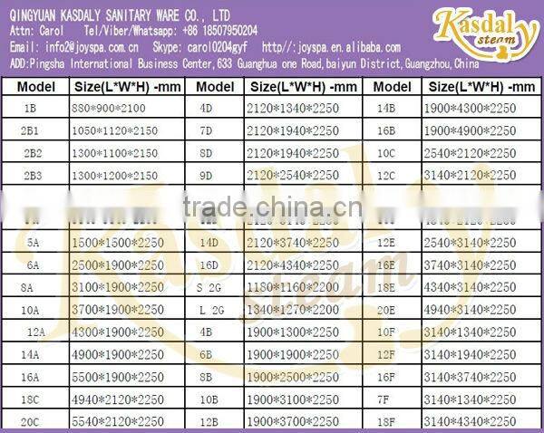 Custom Size Luxury Mini Multi-Function 8mm Tempered Glass Steam Sauna Bath Room