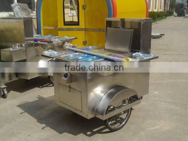 Western style bike tricycle hotdog food cart
