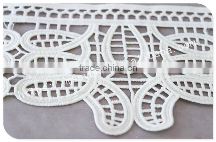 High quality 13.5cm width water soluble polyetser crochet trim in white