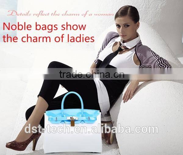 Candy color pvc handbag with lock,silicone rubber bags handbag