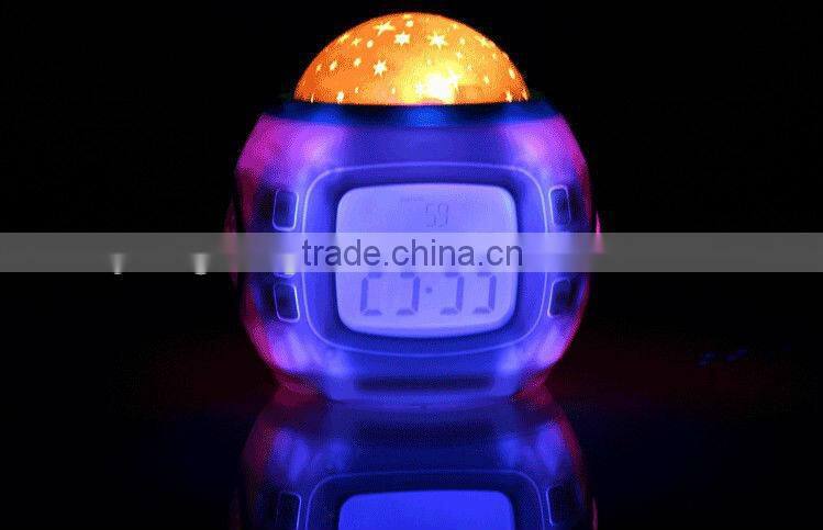 pretty decorative table desk digital LED star projector alarm clock