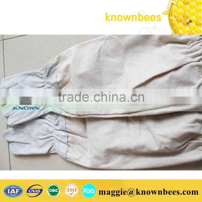 Wholesale various high quality beekeeping gloves/White sheepskin & White cloth