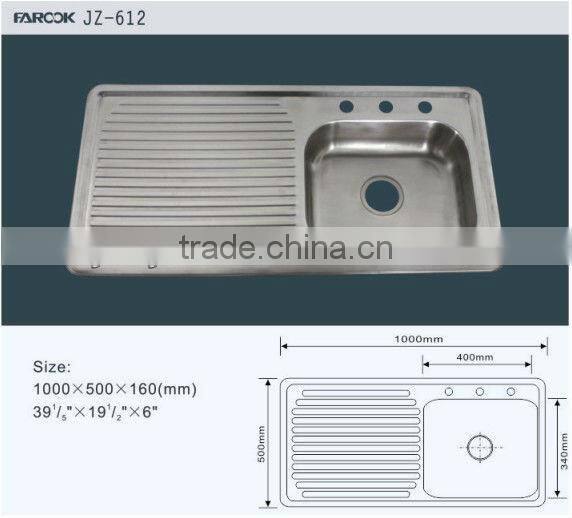 Cheap undermount single bowl single board stainless steel kitchen sink JZ-612