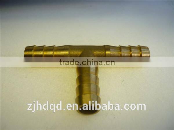 T-type hose barb ,brass tee connector, size 3/16" 1/4" 5/16" 3/8" 1/2" 5/8",copper hose barb fitting