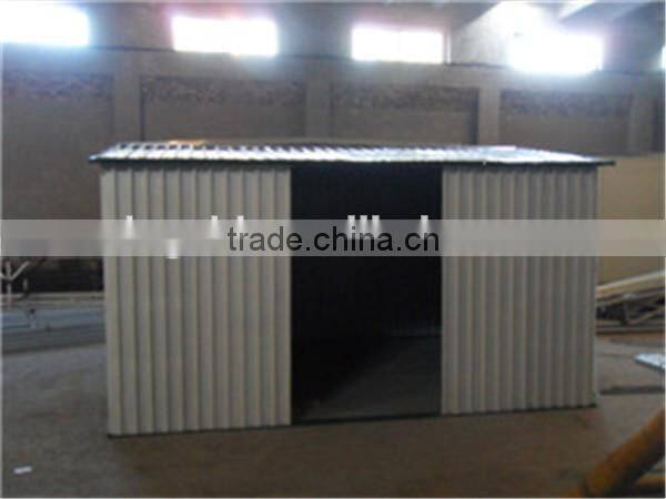 metal garden shed for tools in garden