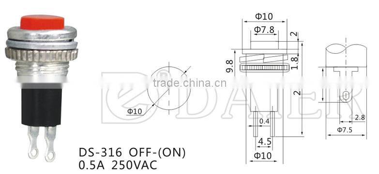 DS-316 10mm doorbell push button switch