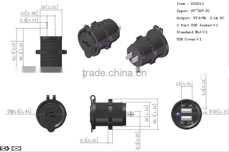 Waterproof Dual USB Charger Adapter Socket 12-24V Outlet Power Marine Motorcycle
