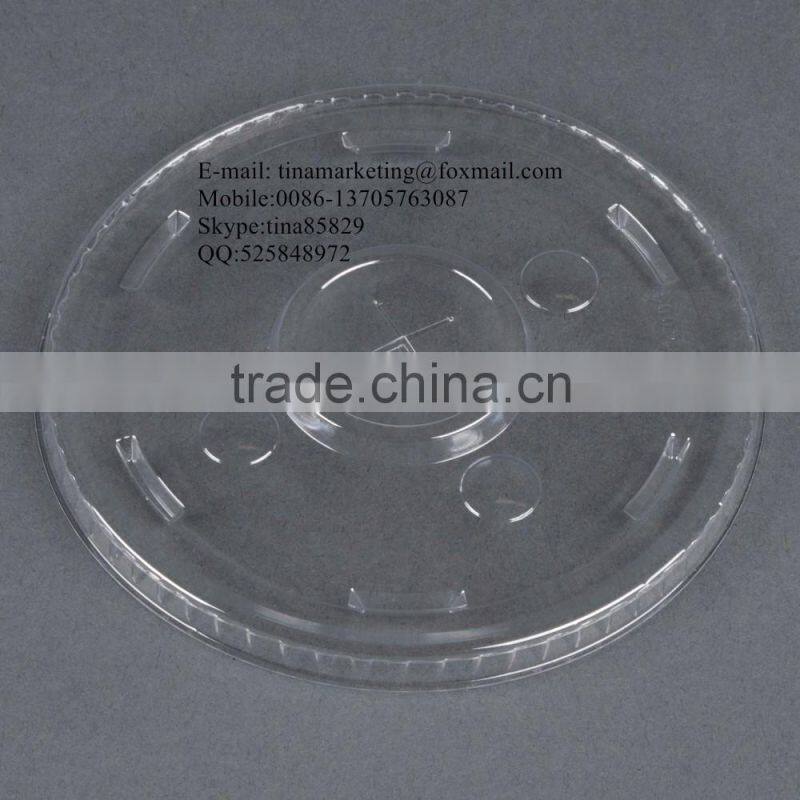 Custom Disposable Clear Plastic Cold Drink Cup Lid with Straw Slot for 16,20 and 24oz Cup