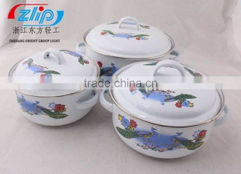 3 Pcs Casserole Straight Shape W/Metal Cover Dark Color Decor