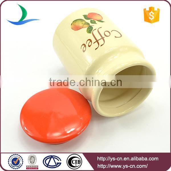 Fruit Decal Ceramic Storage Jars With Red Lid