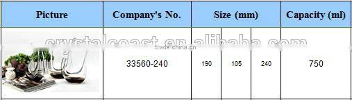 Single Hand blown Glass Lead Free Red Wine Decanter