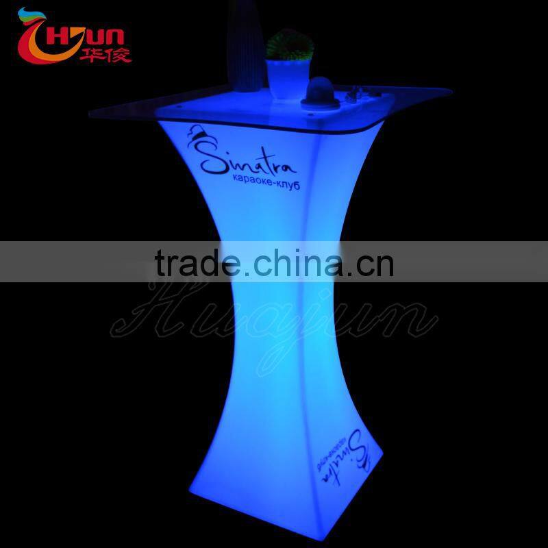 Commercial bar furniture rechargable battery color changing led bar table