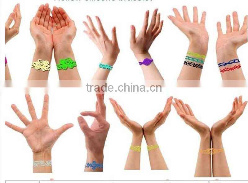 Cool tattoo designs hollow silicone bracelet