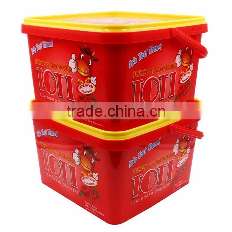 Wholesale Rectangular Shape Plastic Biscuit Wrapper with Cover, Plastic Food Container with Lid