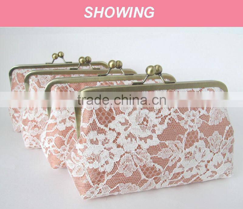 Popular woven pink lace lady clutch bag dinner party handbag
